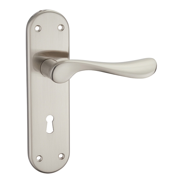 FLOCWAV-SN • Standard Lock [57mm] • Satin Nickel • Fortessa Wave Levers On Backplates